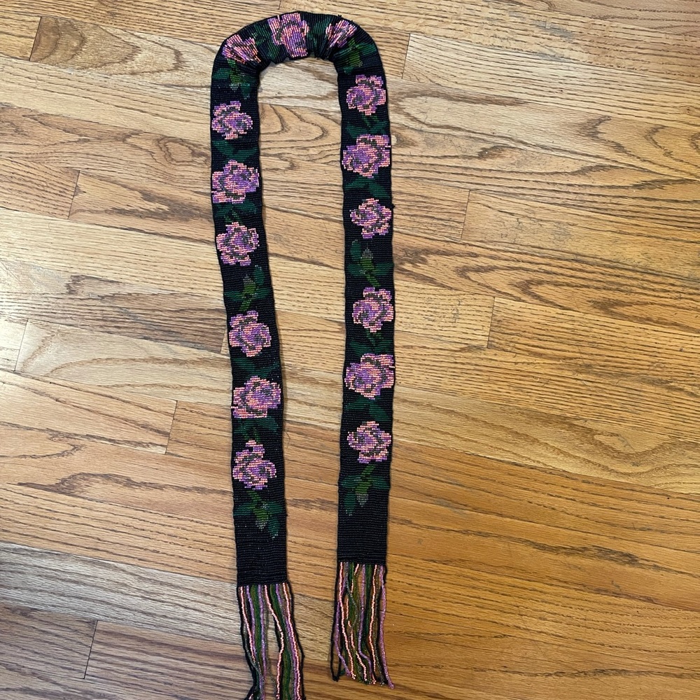 Anthropologie Floral Beaded Belt/Scarf/Sash